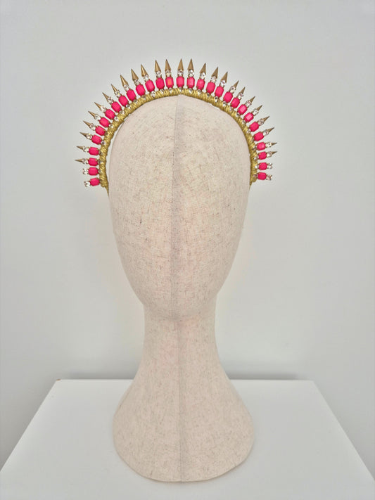hot pink and gold rhinestone crown