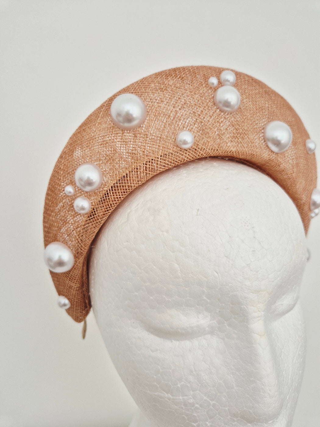 latte straw halo close up with pearls
