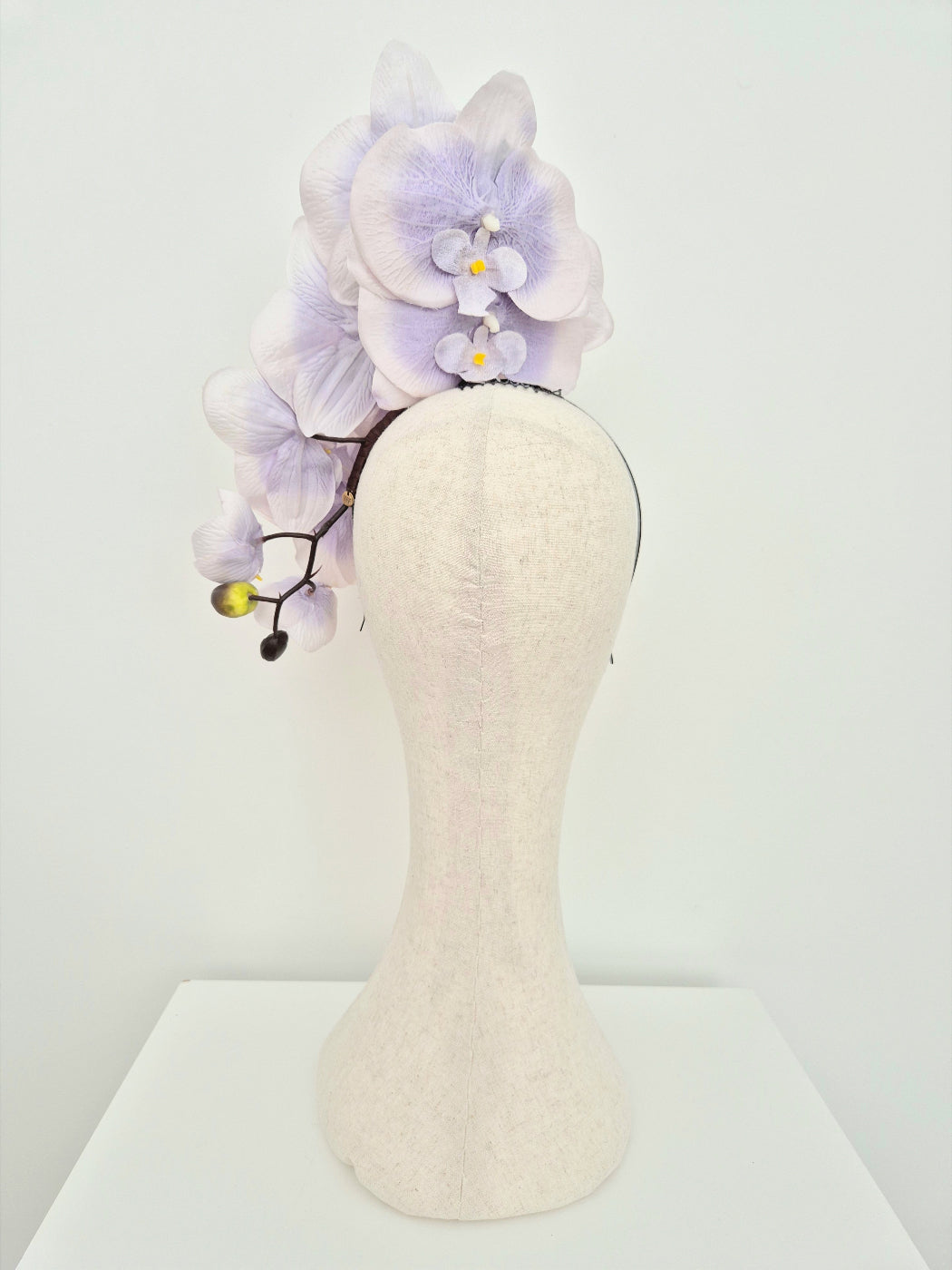 lavender floral orchid headpiece back