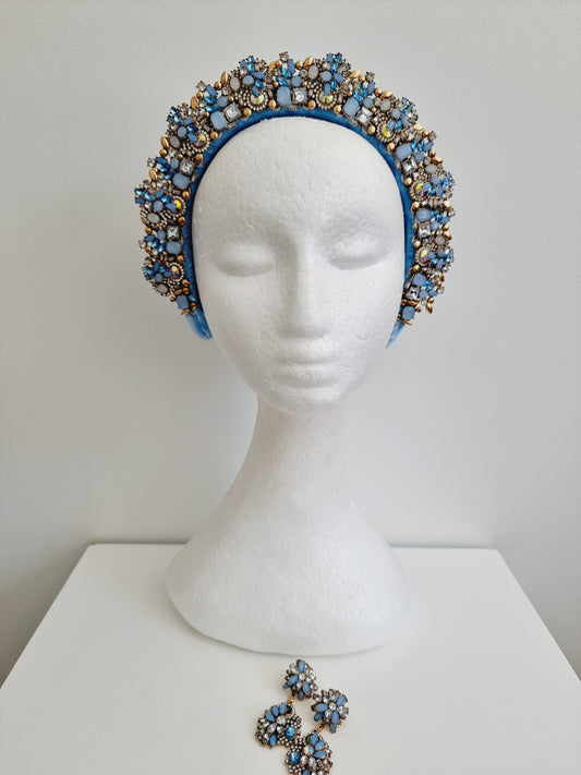 blue rhinestone headband set