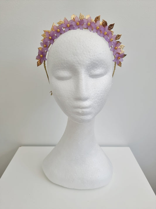 Lilac and gold floral headband