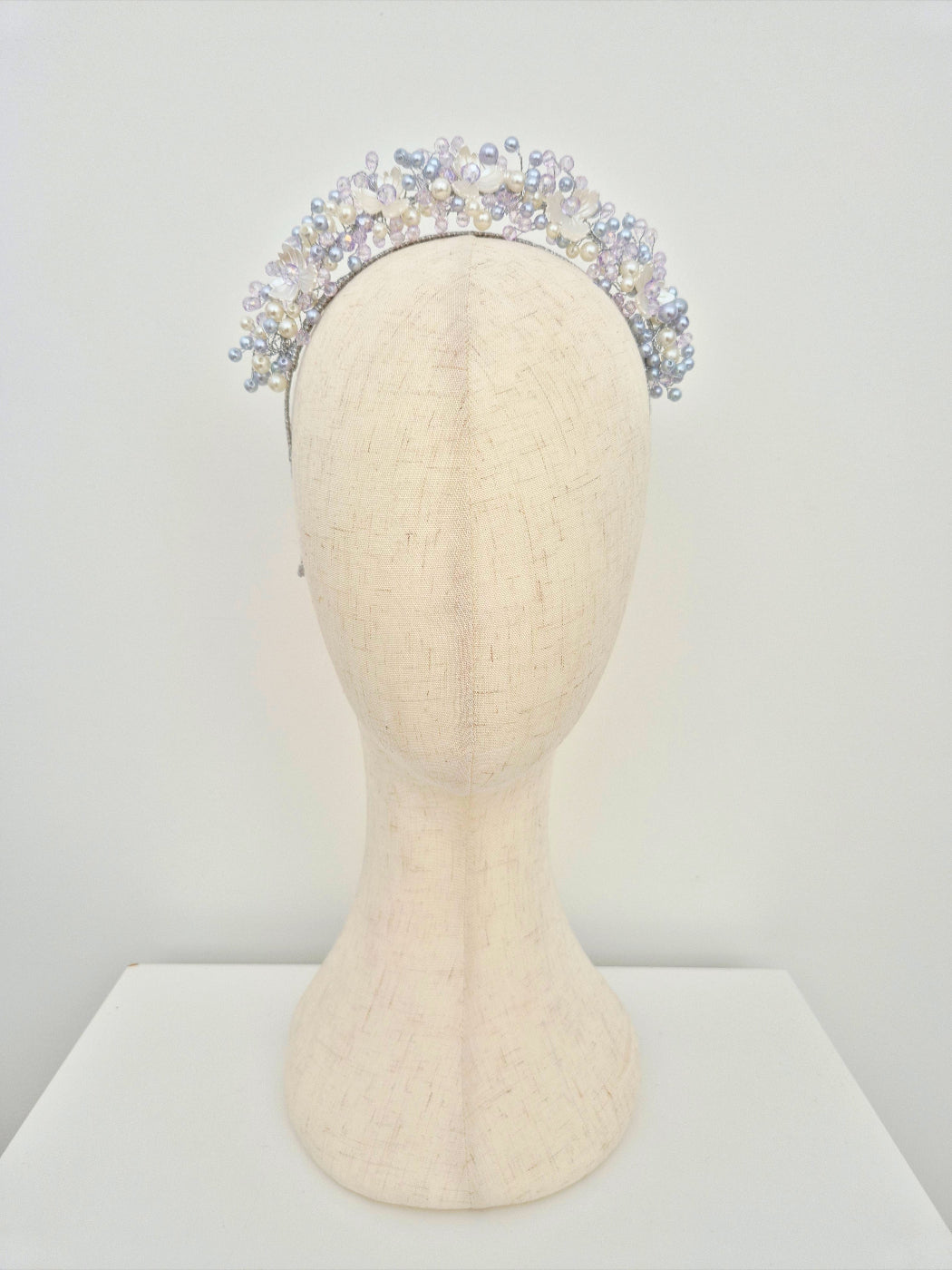 lilac and ivory pearl headband