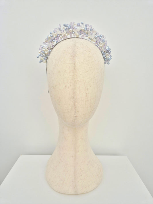 lilac and ivory pearl headband