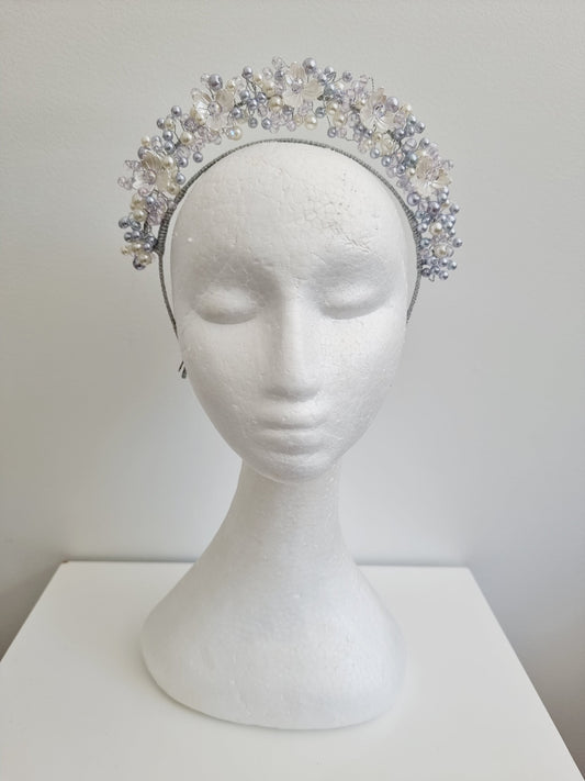 lilac and ivory pearl headband