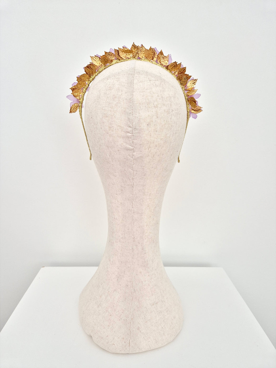lilac floral crown back view