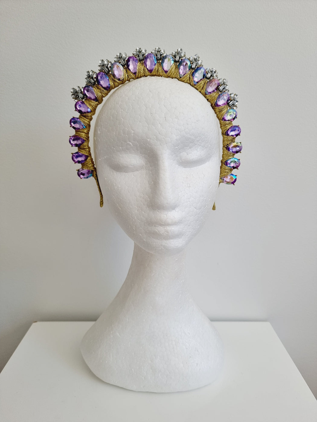 lilac rhinestone headband front