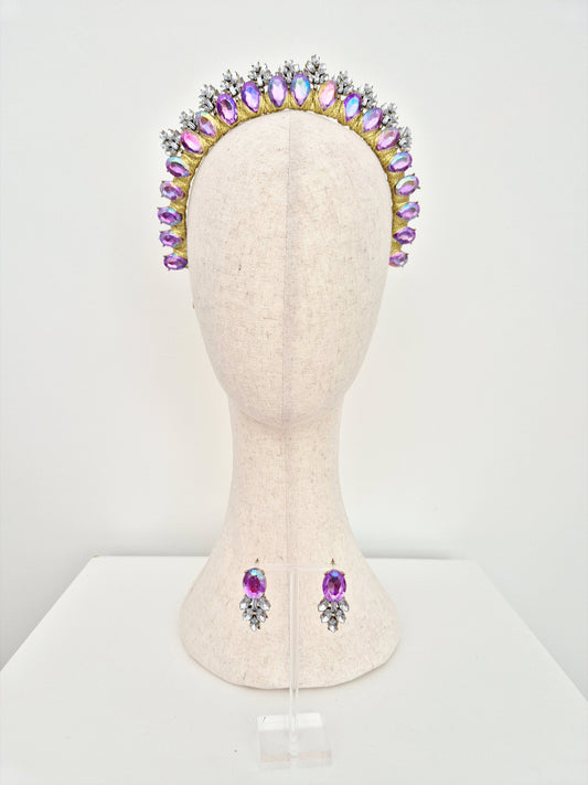 lilac rhinestone crown set
