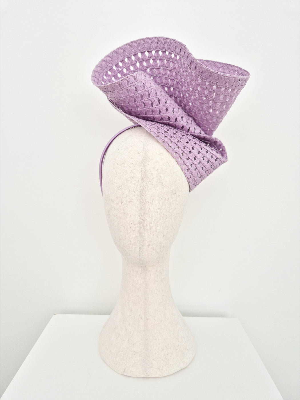 mauve straw headpiece