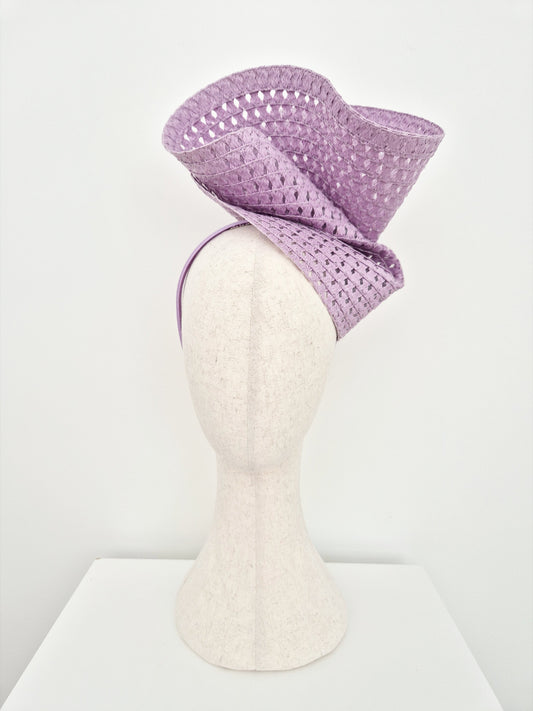 mauve straw headpiece