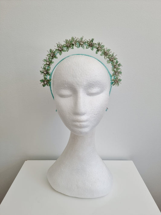 mint green flower crown headpiece