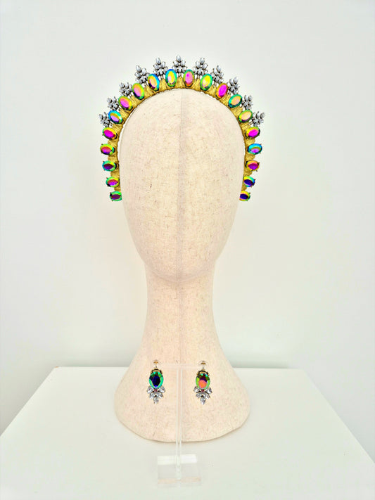 multi colour rhinestone crown set