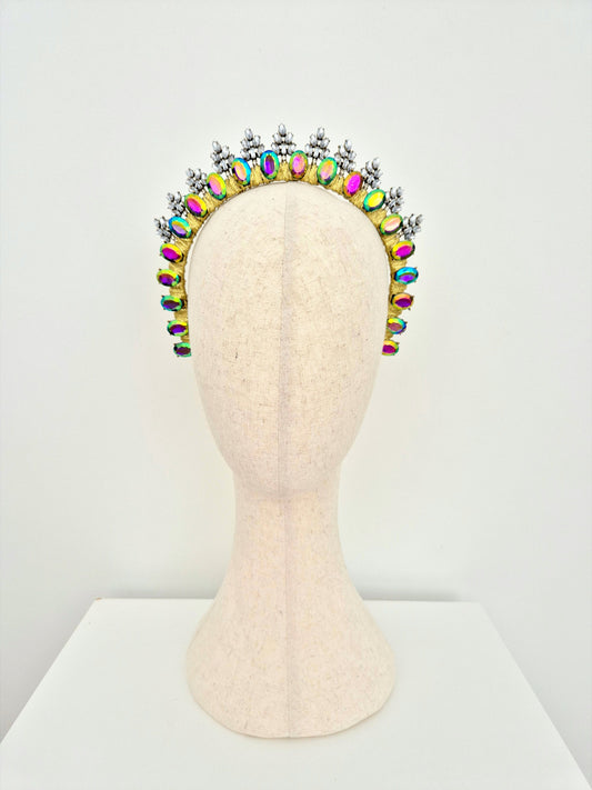 multi coloured rhinestone crown