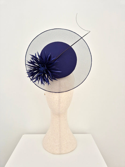 navy blue satellite percher with flower