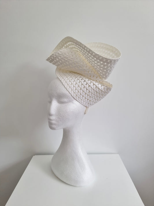 off white straw headpiece side front