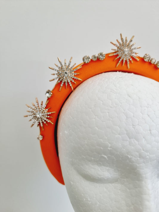 orange-rhinestone star headband close up