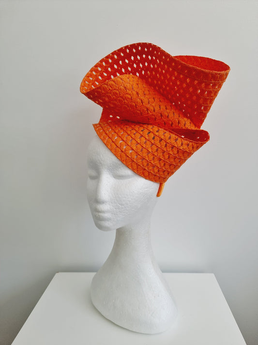 side front orange straw headpiece