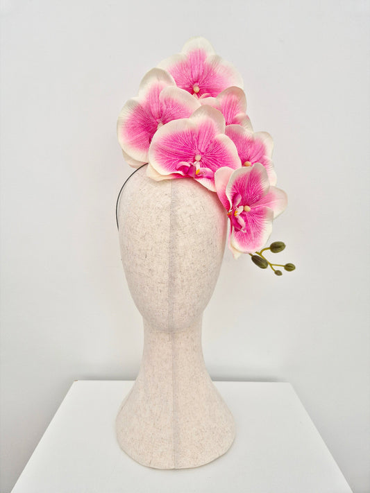 pink and ivory orchid headpiece