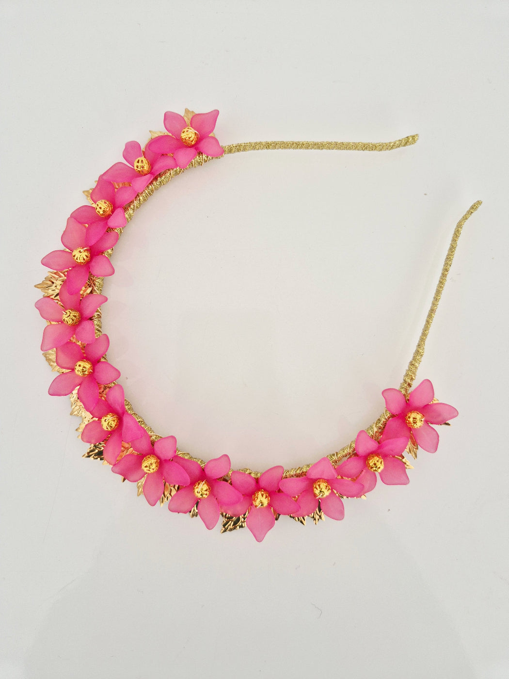 pink and gold floral crown