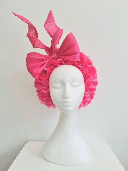 pink ruffle headband with bow