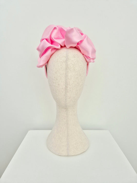 pink satin scrunch headband