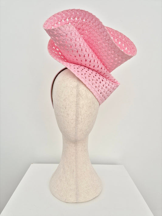 pink straw headpiece
