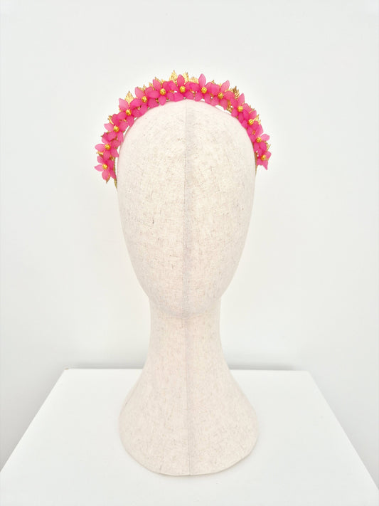 pink floral crown