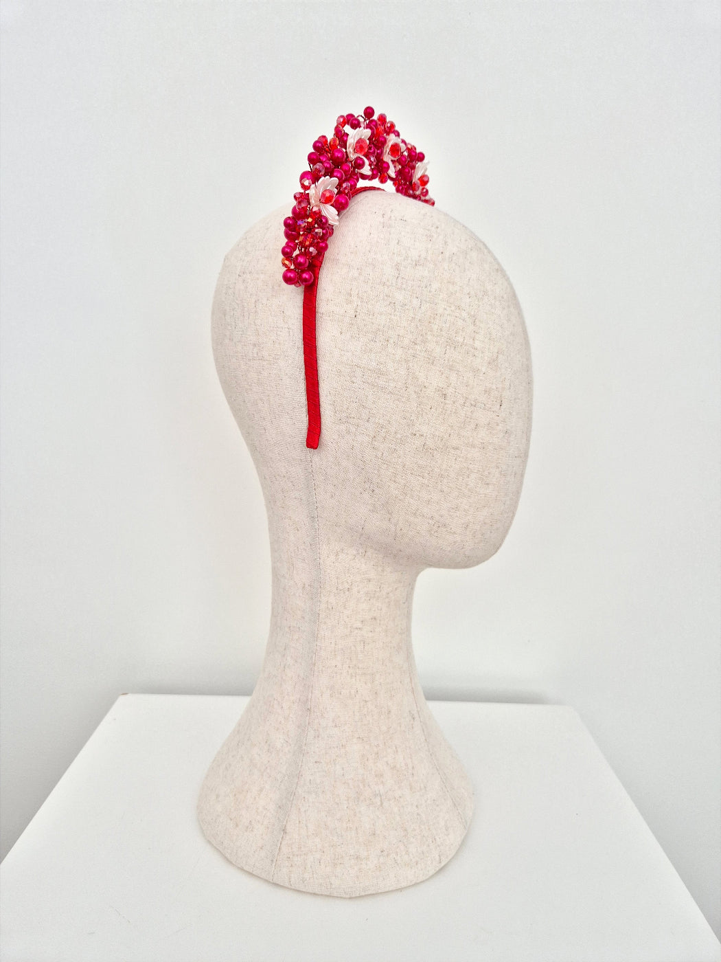 red pearl headpiece side view