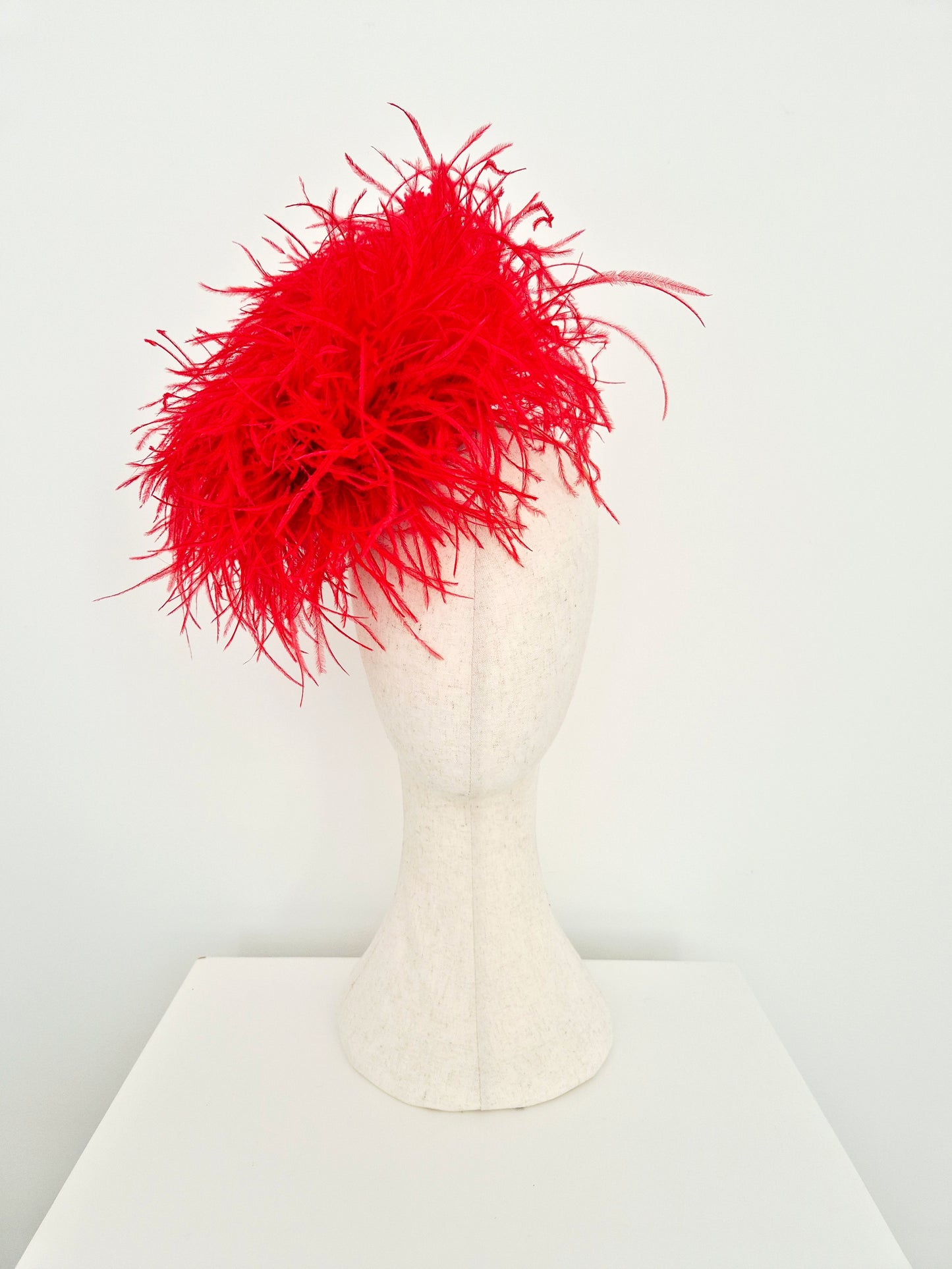Miss Fru Fru. Womens Red ostrich feather headpiece