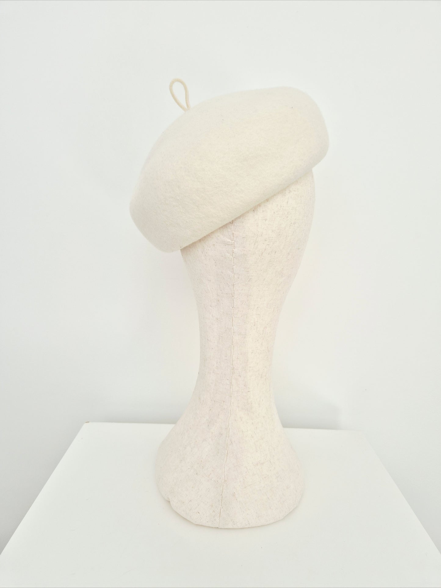 Miss Tea Rose. Womens Ivory felt bubble beret with black wirework floral roses
