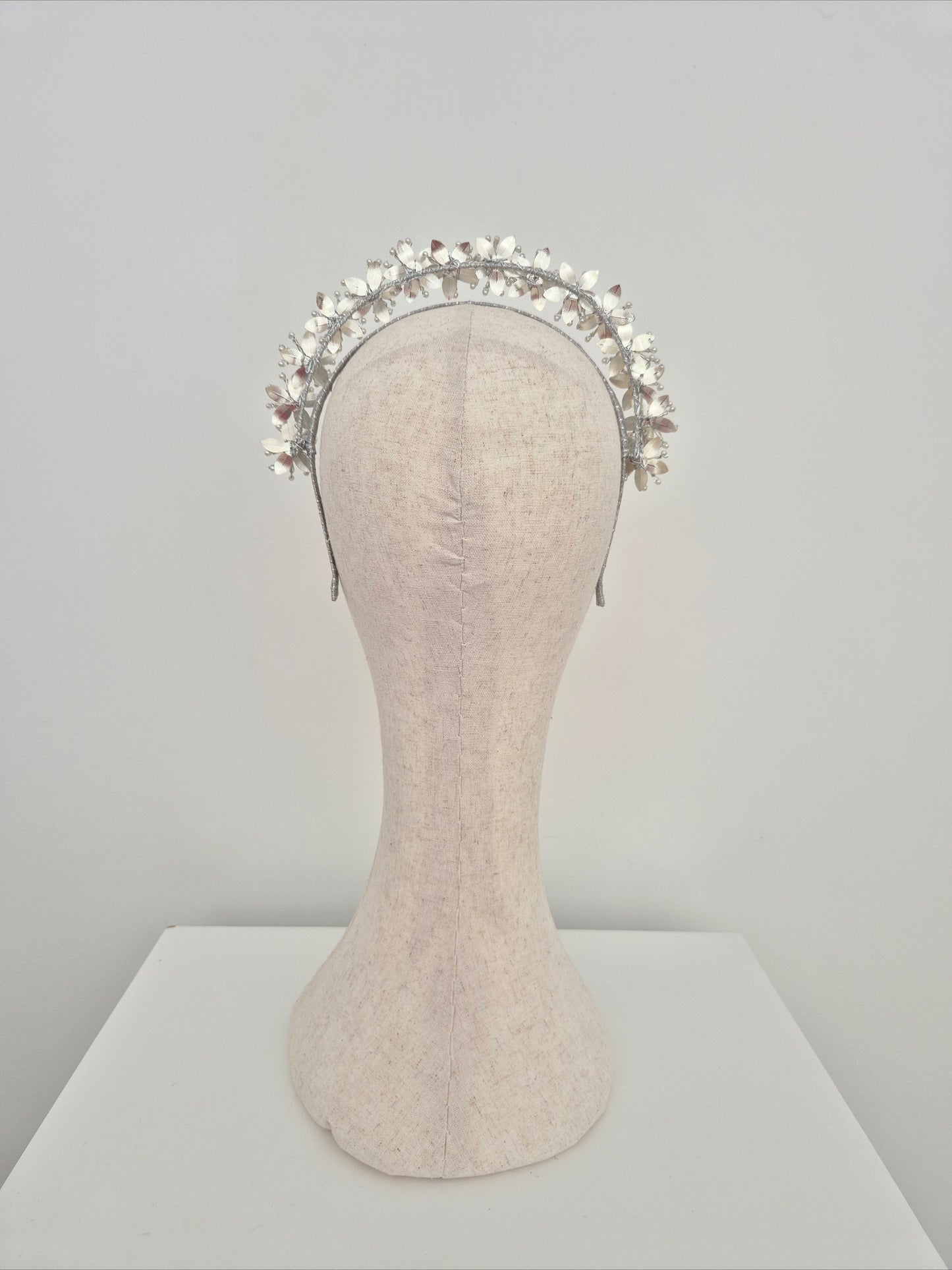 Miss Kiara. Womens flower headband in Metallic Silver