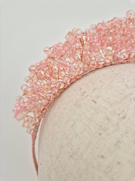 Miss Bemmie. Womens Pale pink crystal crown headband