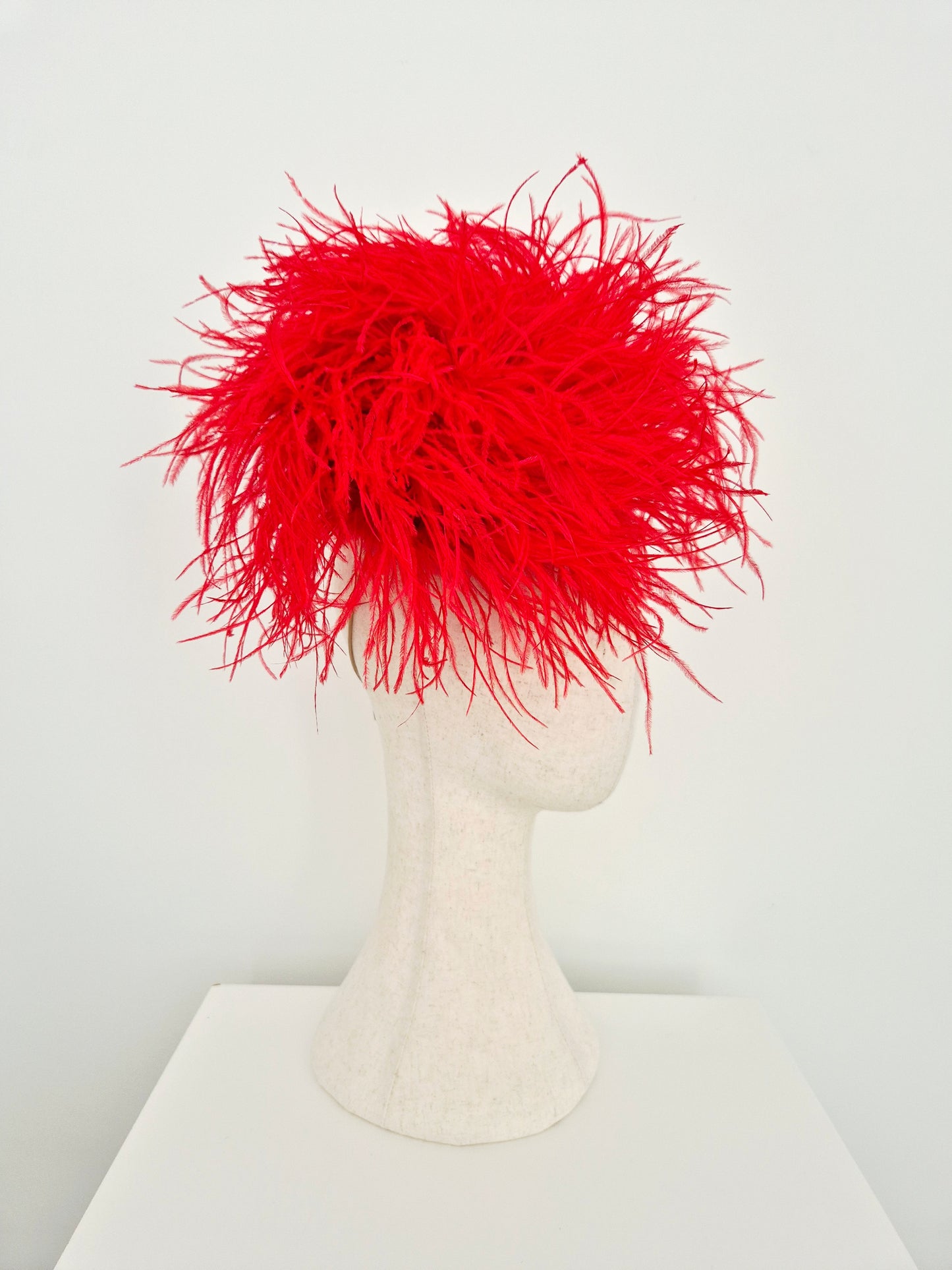 Miss Fru Fru. Womens Red ostrich feather headpiece