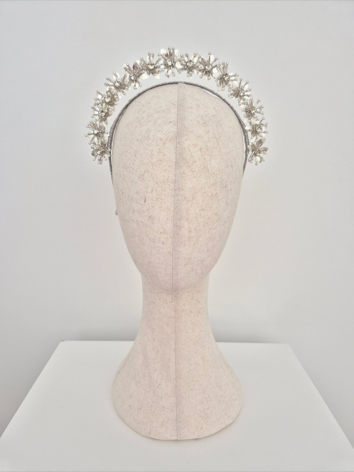 Miss Kiara. Womens flower headband in Metallic Silver
