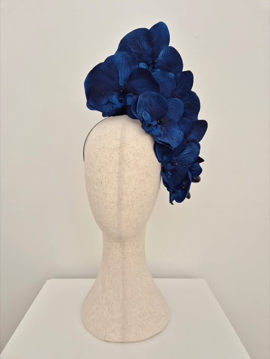 Miss Alexia womens faux orchid flower headpiece in Navy Blue