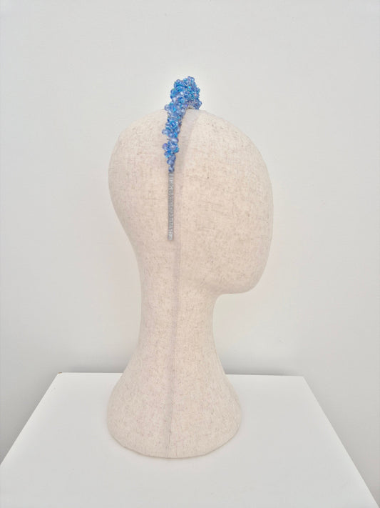 side view blue crystal headband