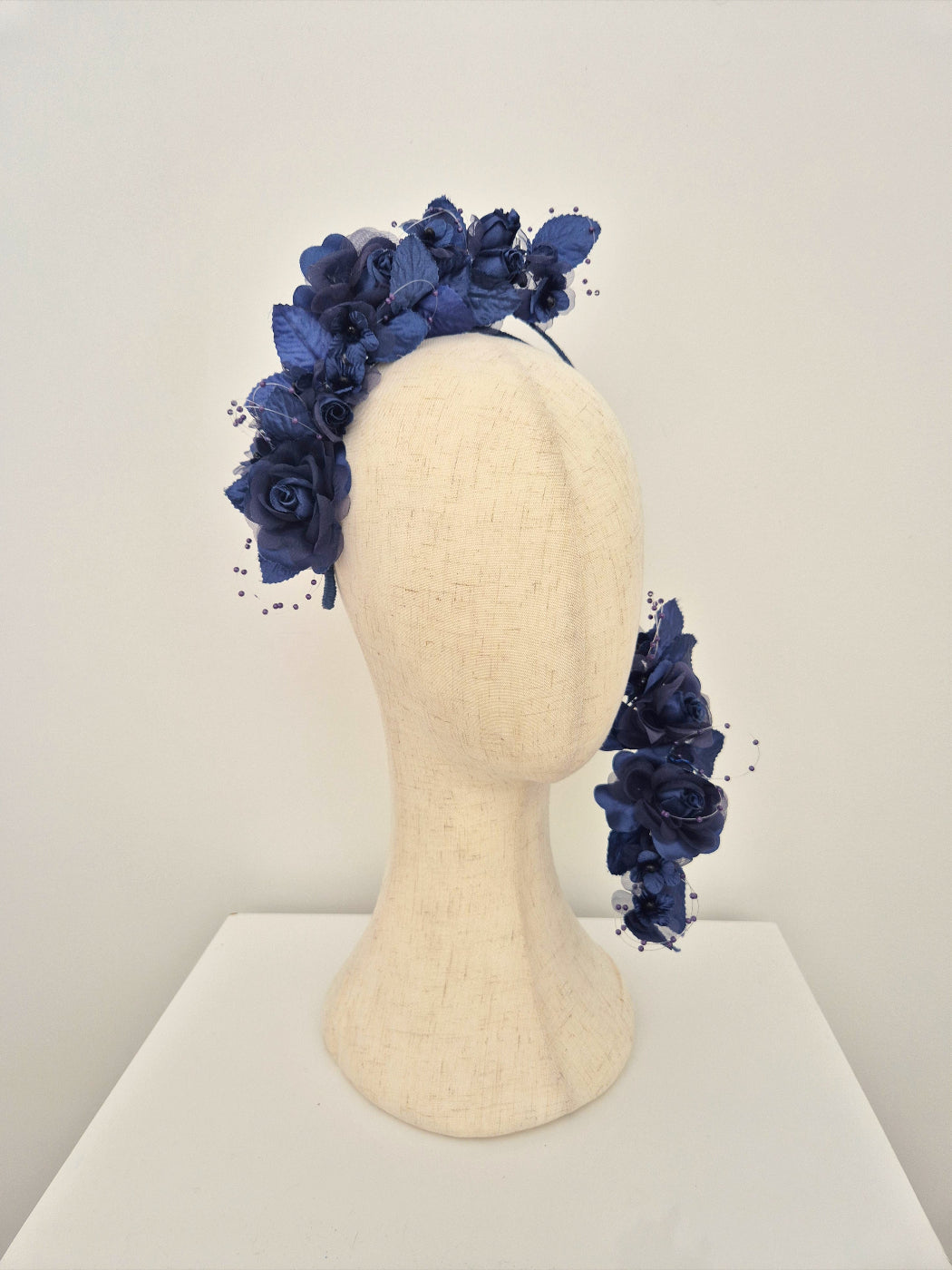 side view close up floral headiece