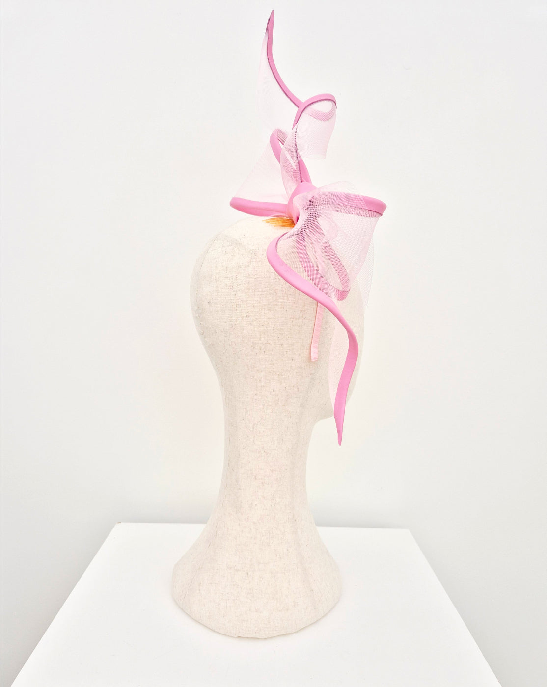 pink bow headpiece side view