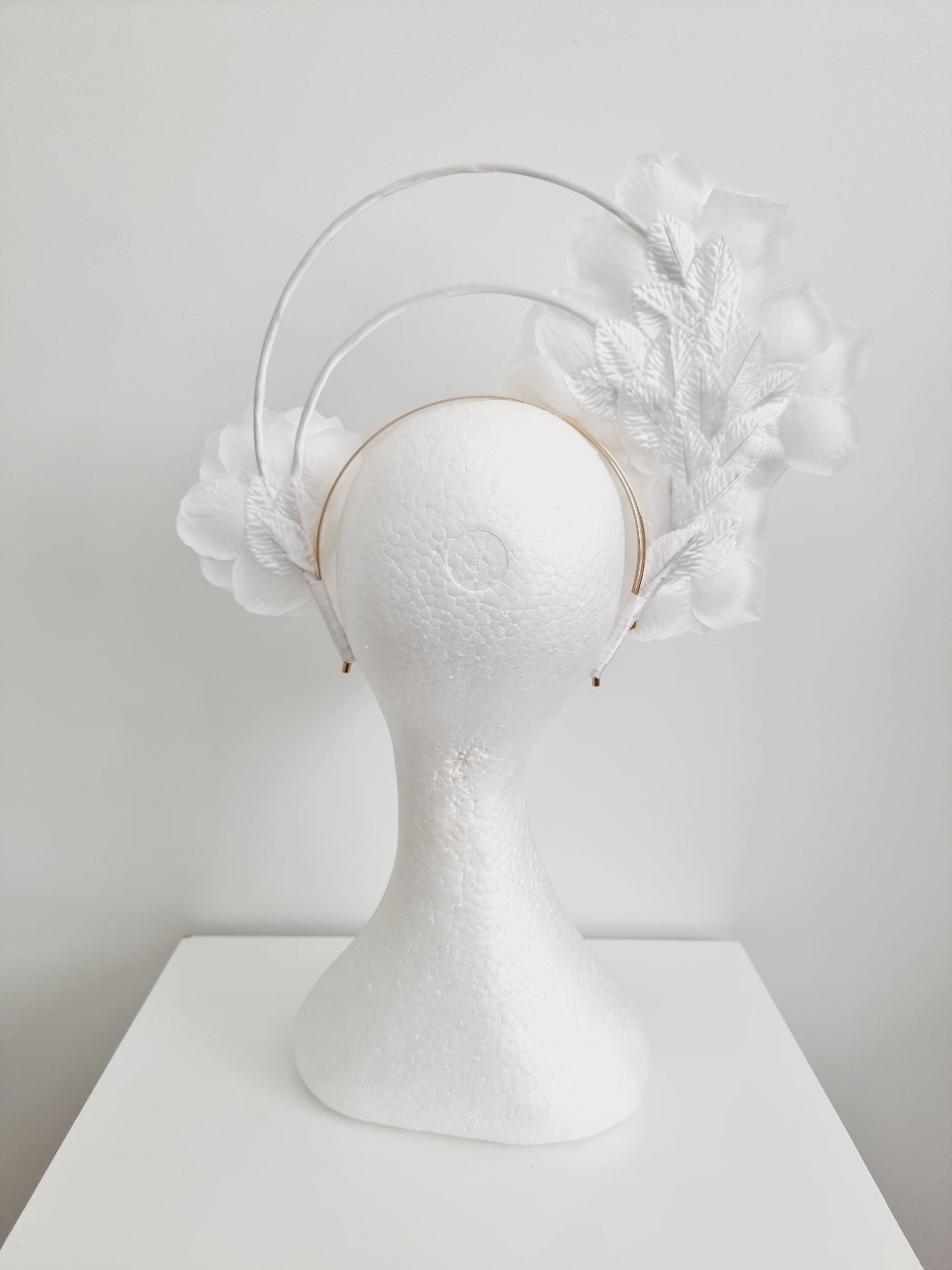 white and black floral double halo back 