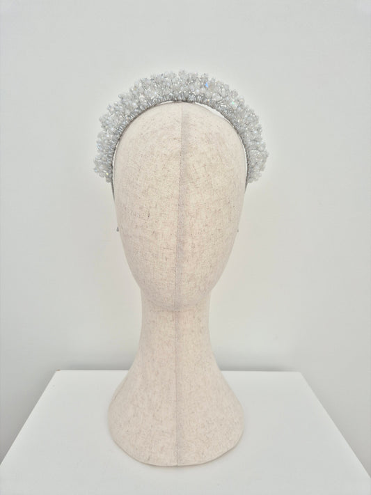 white and silver crystal headband