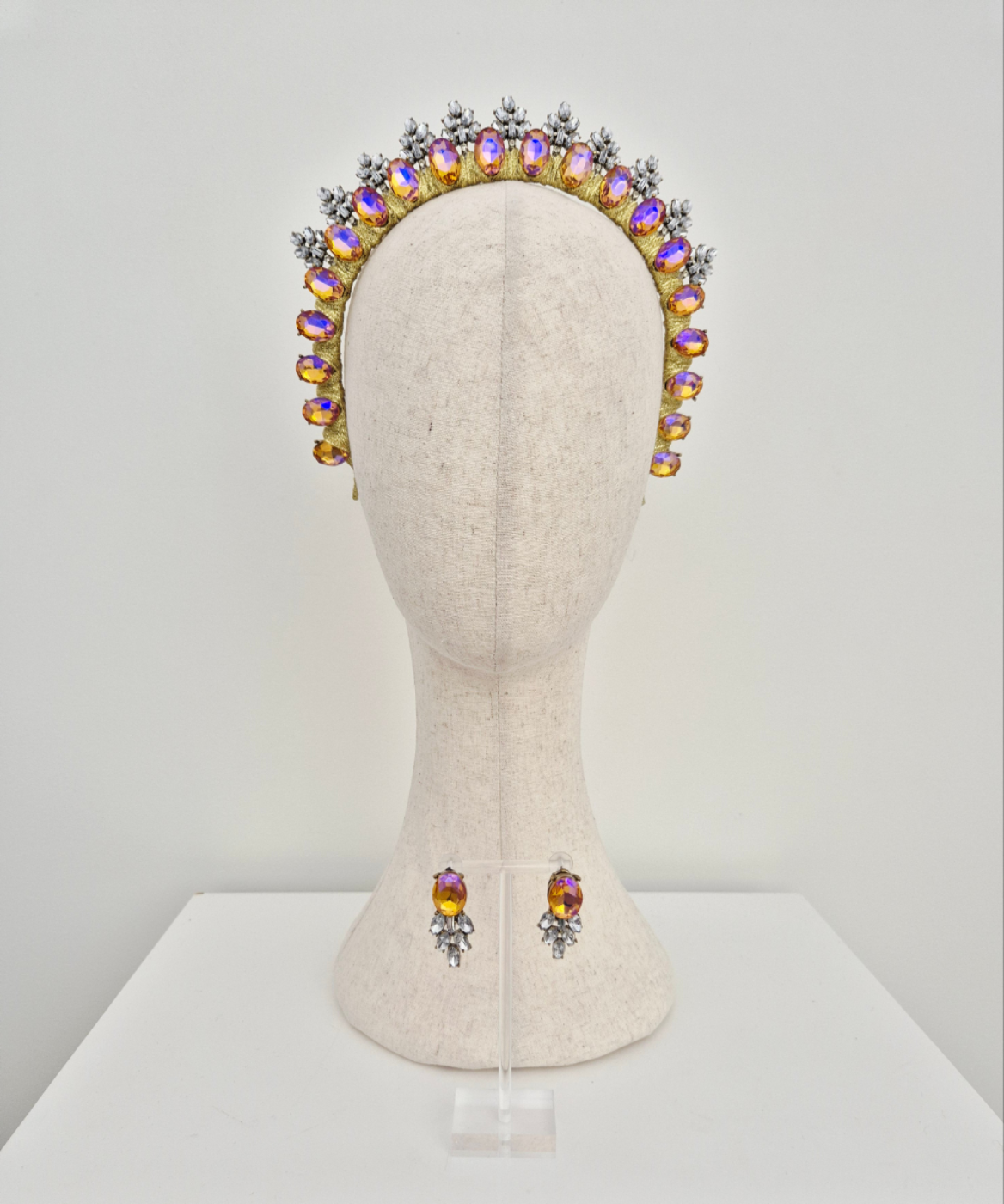 yellow ab rhinestone crown set