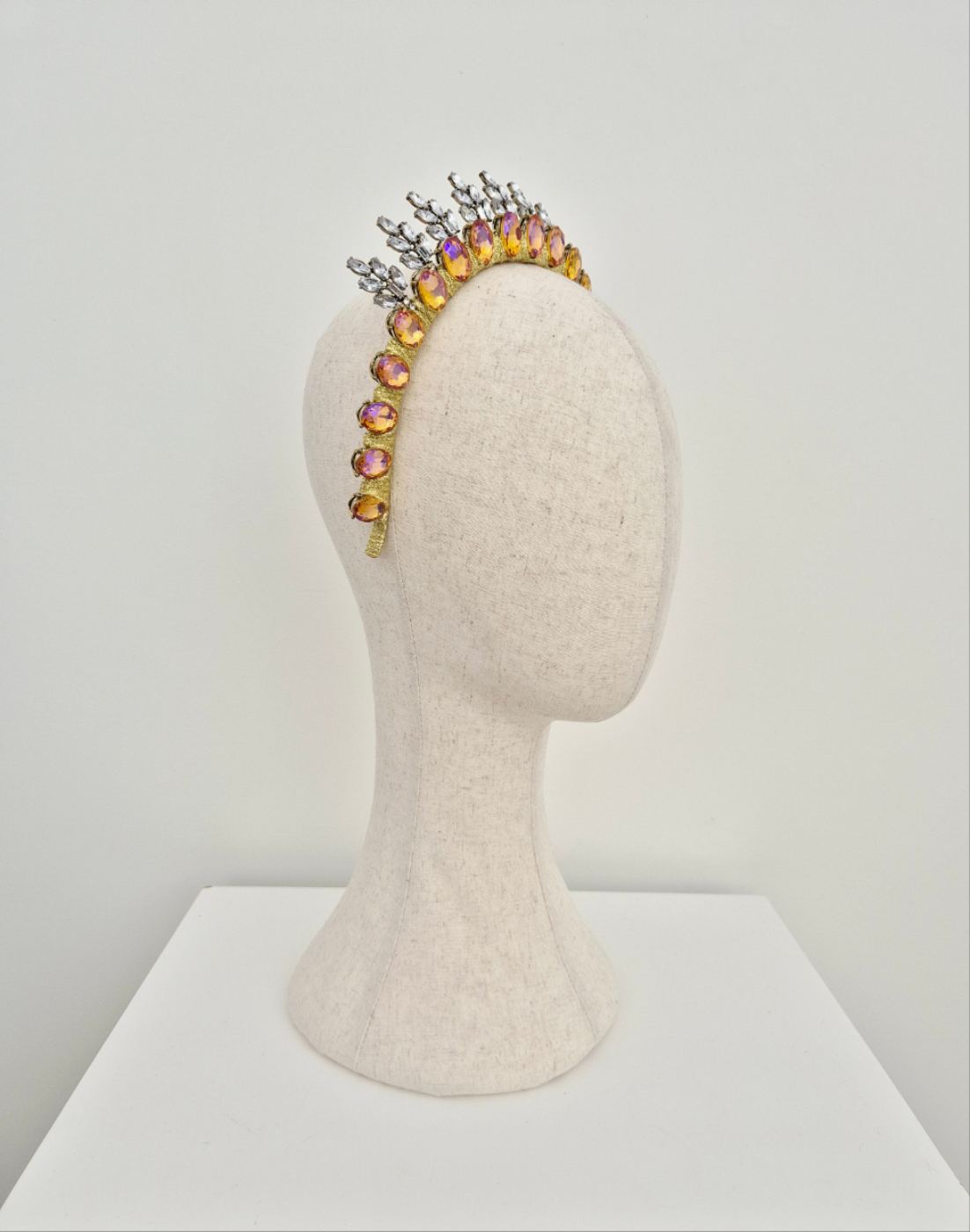 yellow rhinestone crown side view