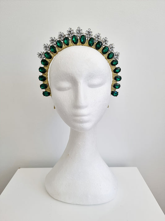 green rhinestone headpiece