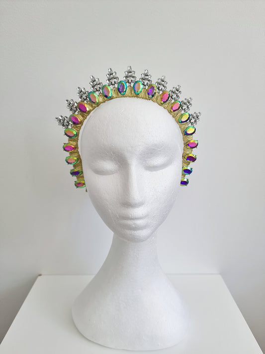 multi coloured rhinestone headband ab