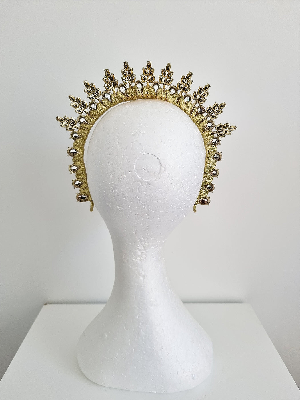 red rhinestone headpiece back view
