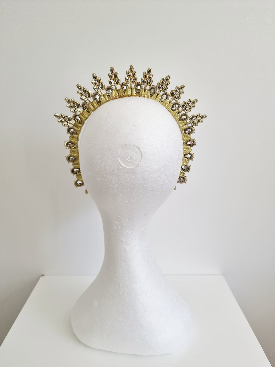 yellow ab rhinestone headpiece back view